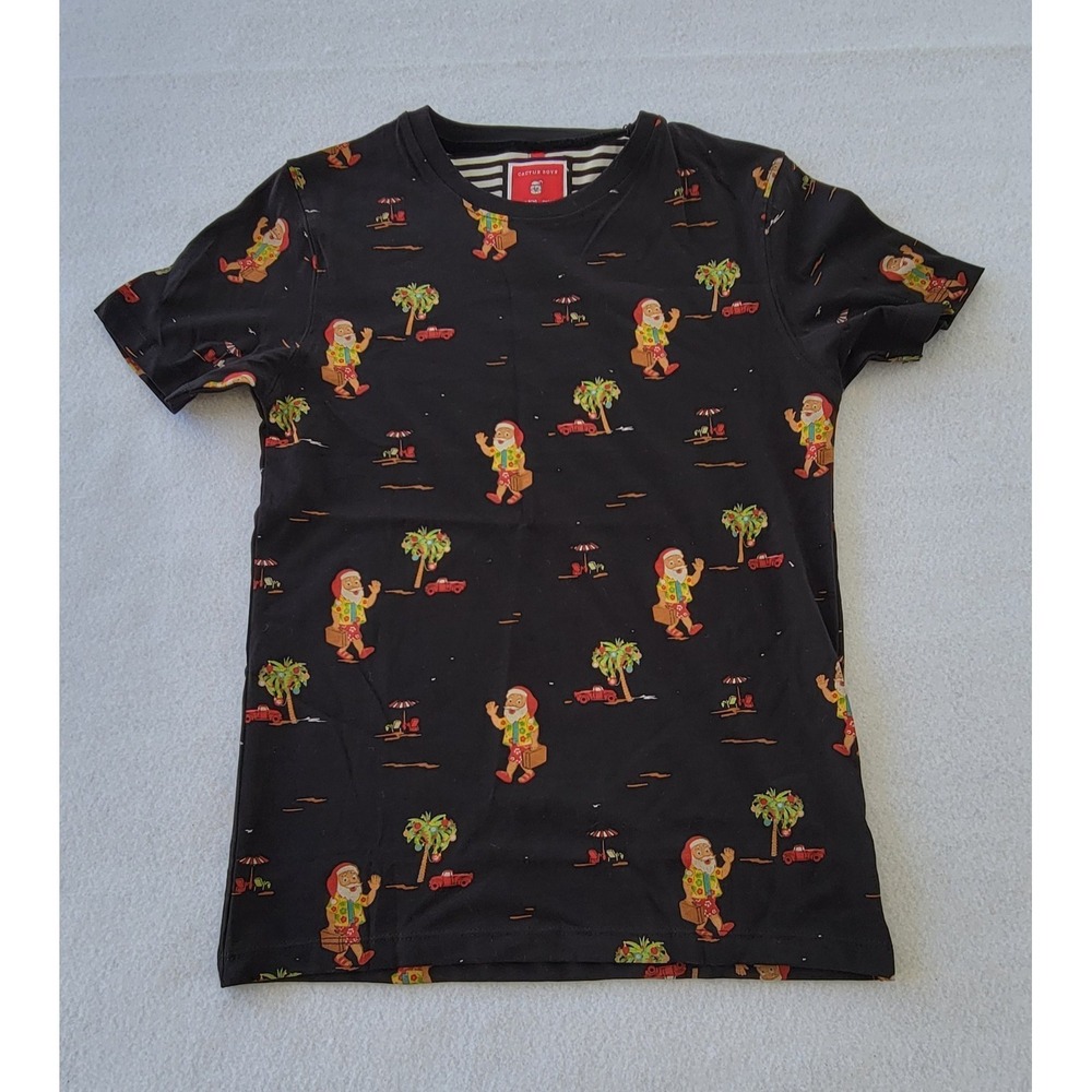 Cactus Boys Beach Santa/ Christmas T-Shirt Size 9/10‎ Color Black